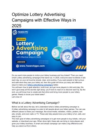 lottery advertising campaigns|Lottery Campaign Optimization .